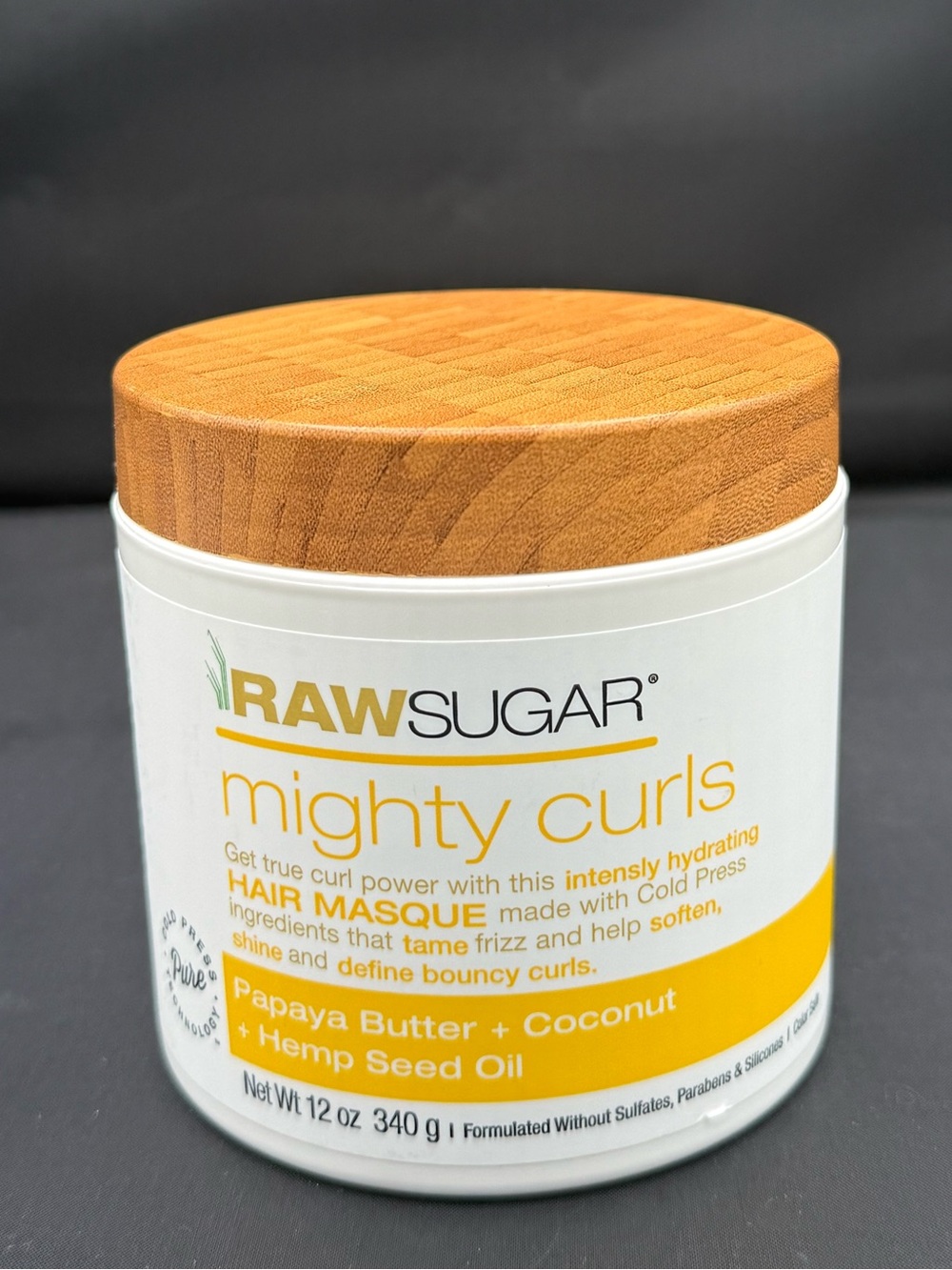 Raw Sugar Mighty Curls Hair Masque - Papaya Butter + Coconut + Hemp Seed Oil NEW